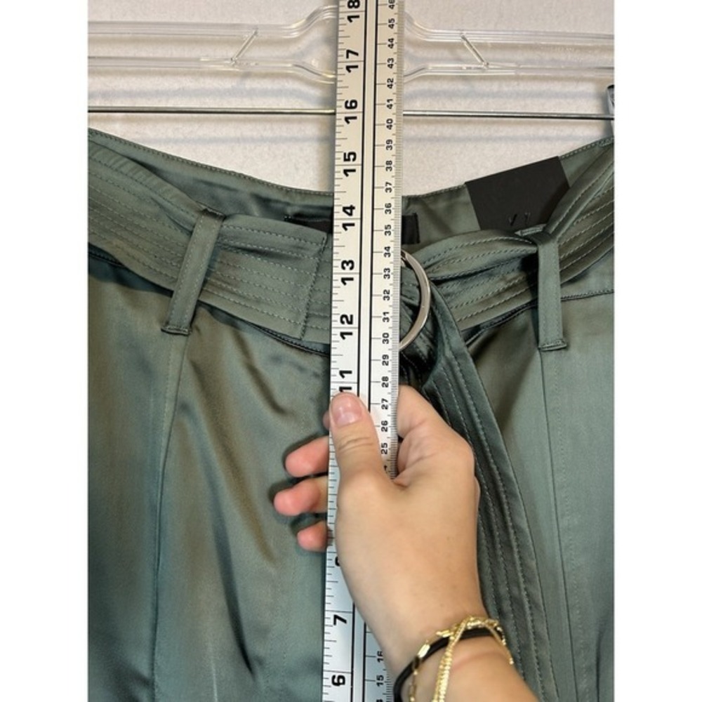 White House Black Market Woman's Green Dress Pants w Belt Size 12R #1434 - Picture 14 of 16